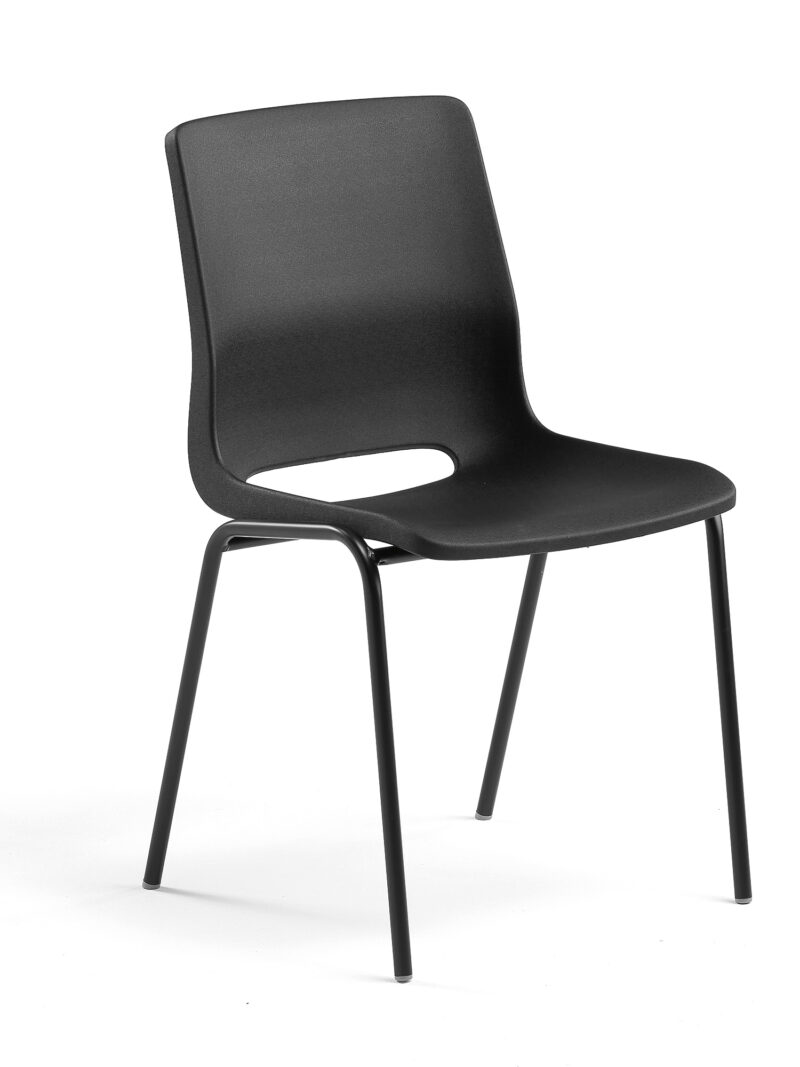 Krzesło szkolne ANA, wys. 450 mm, czarne siedzisko, czarna rama