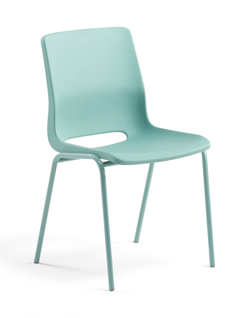 Krzesło szkolne ANA, wys. 450 mm, turkusowe siedzisko, turkusowa rama