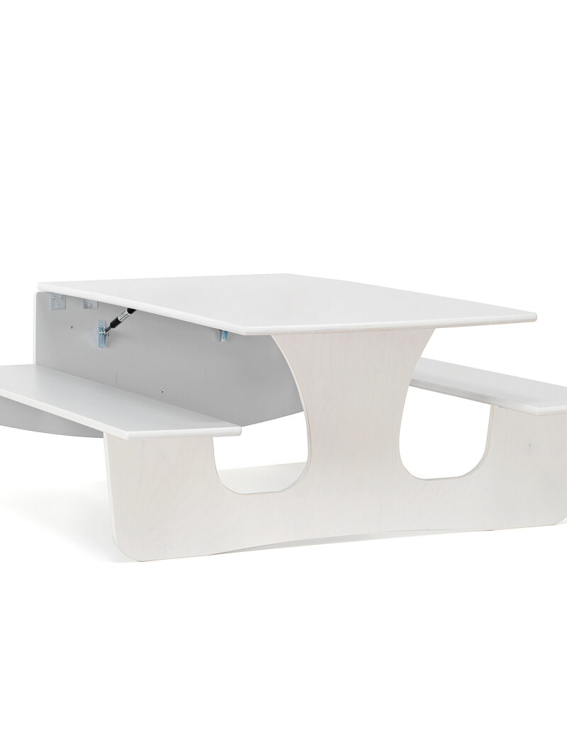 Ścienny stół składany LUCAS, 1200x950x570 mm, szary laminat, biały