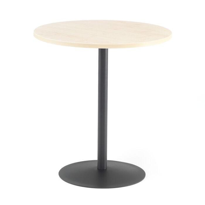 Stół do kawiarni ASTRID, Ø 700 mm, laminat, brzoza, czarny