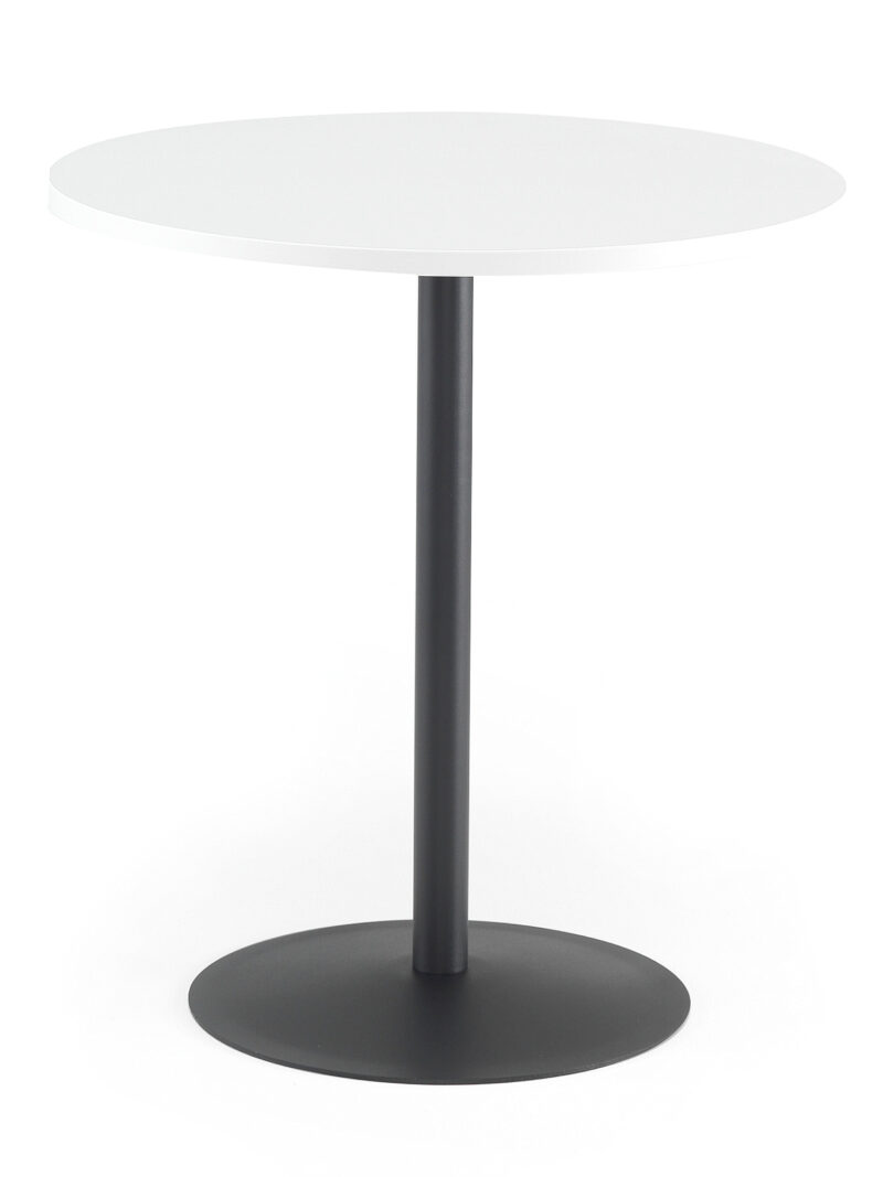 Stół do kawiarni ASTRID, Ø 700 mm, laminat, biały, czarny