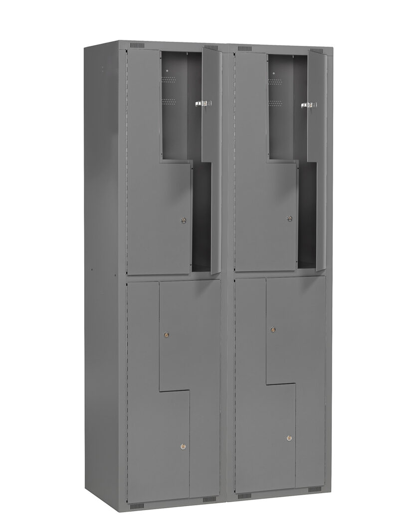 Szafka szkolna MINI Z, 2 moduły, 8 drzwi, 1980x1000x450 mm, ciemnoszary