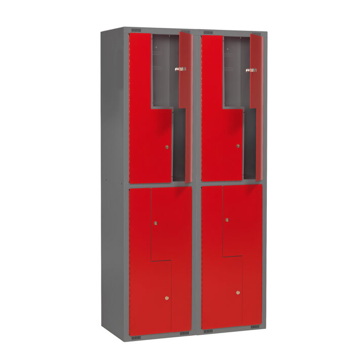 Szafka szkolna MINI Z, 2 moduły, 8 drzwi, 1980x1000x450 mm, czerwony