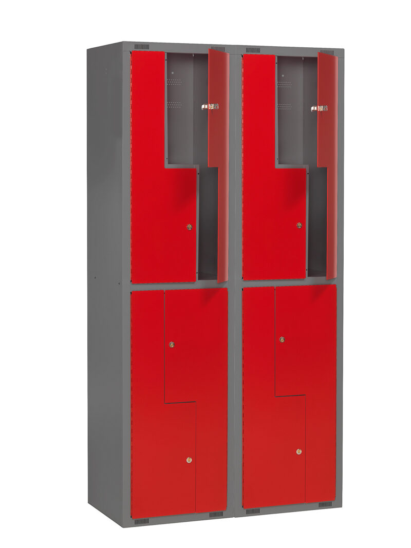 Szafka szkolna MINI Z, 2 moduły, 8 drzwi, 1980x1000x450 mm, czerwony