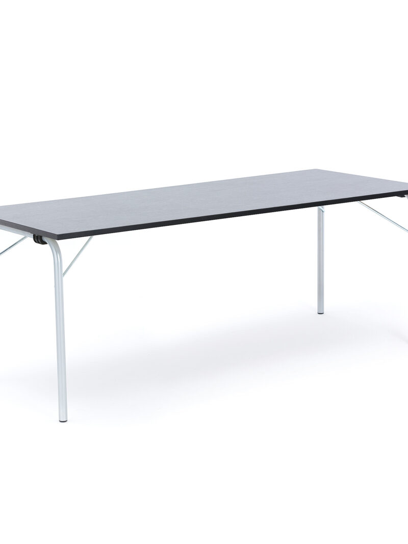 Stół składany NICKE, 1800x700x720 mm, linoleum ciemnoszary, galwanizowany