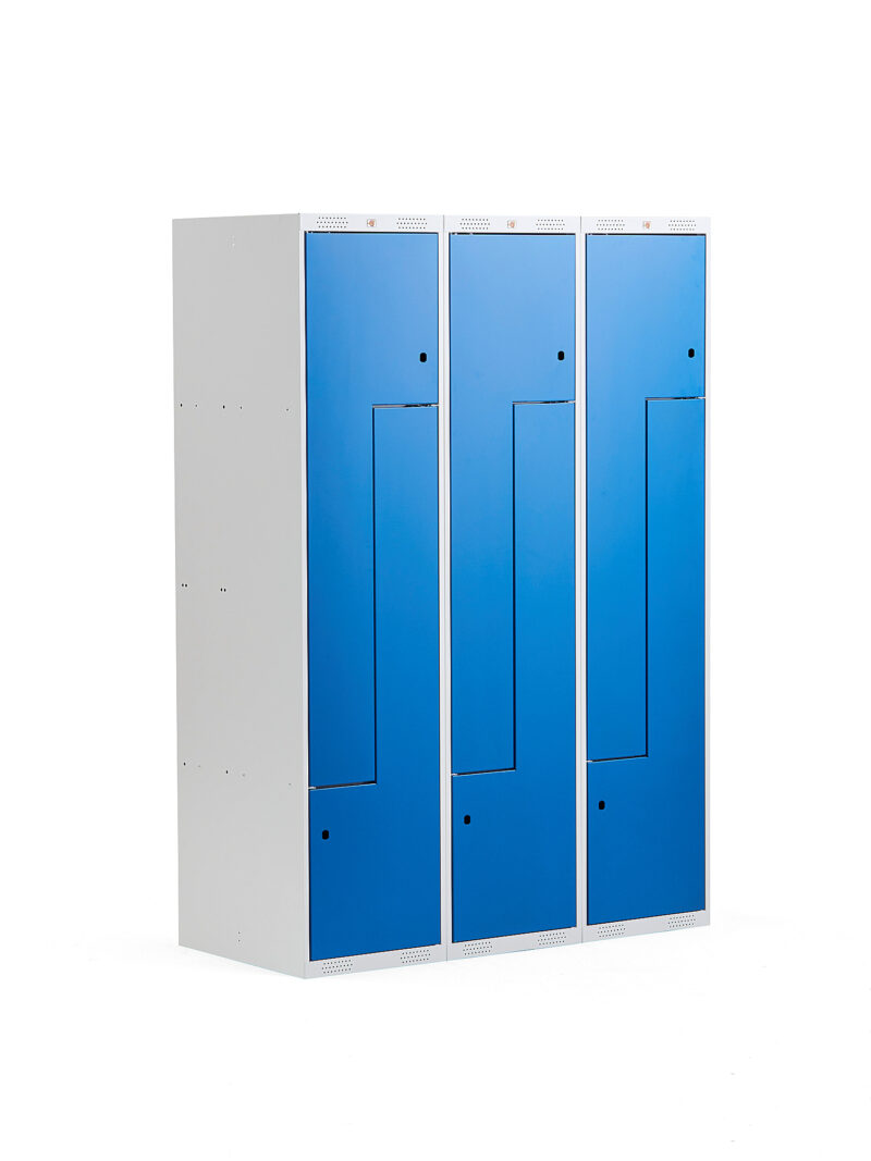 Szafa ubraniowa CLASSIC, typ L, 3 moduły, 6 drzwi, 1740x1200x550 mm, niebieski