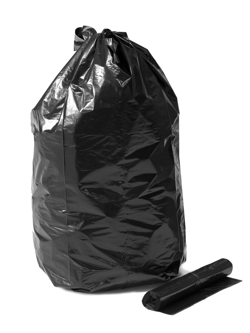 Grube worki na odpady, 15 rolek (10 sztuk/rolka), 125 L, czarny