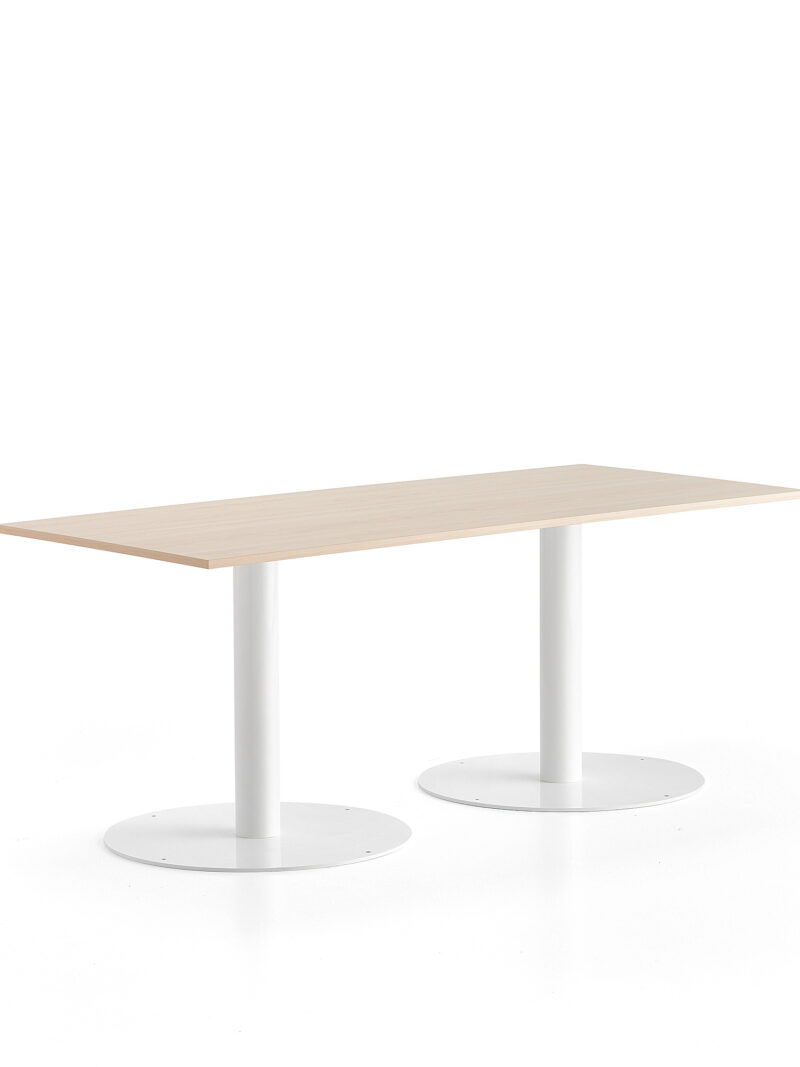 Stół ALVA, 1800x800x720 mm, biały, brzoza