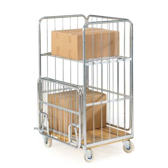 Rollkontener JORDAN, obciążenie 450 kg, bez hamulców, 675x830x1390 mm