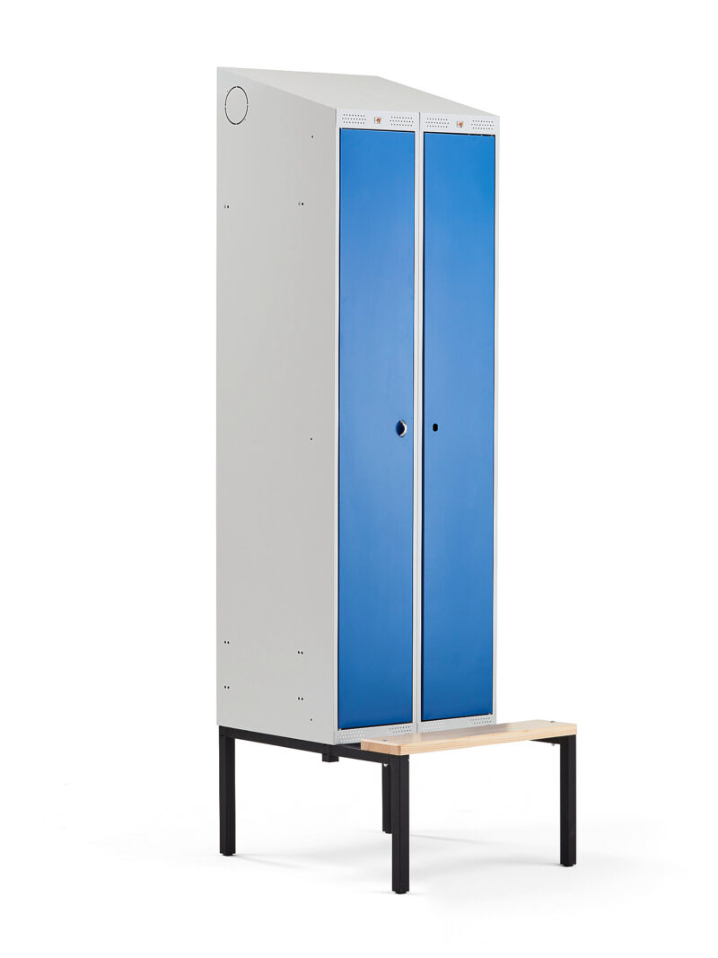 Szafa ubraniowa CLASSIC COMBO, z ławeczką, 2 drzwi, 2290x600x550 mm, niebieski