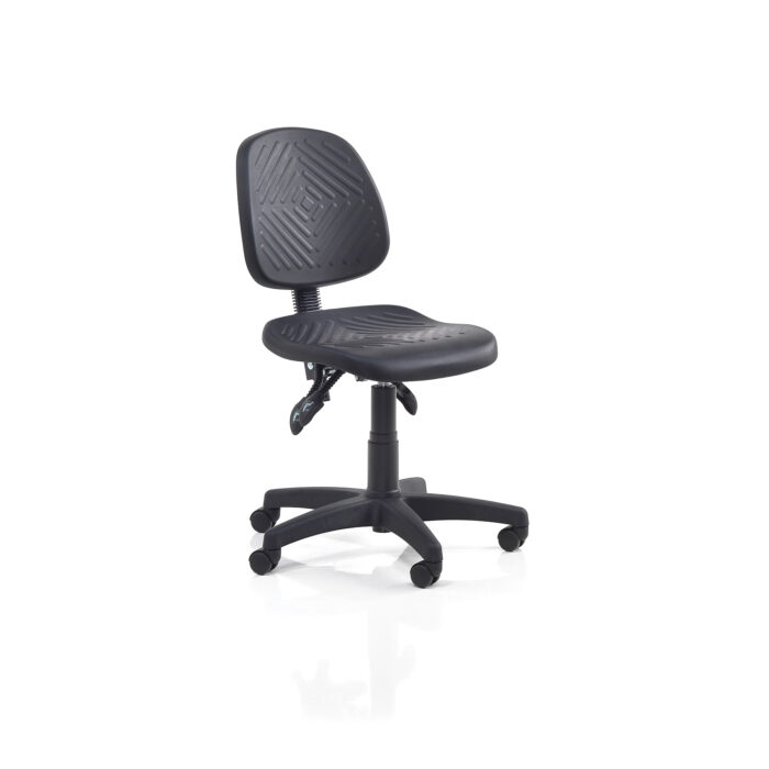 Ergonomiczne krzesło warsztatowe BRISBANE, na kółkach, 400-520 mm, czarny