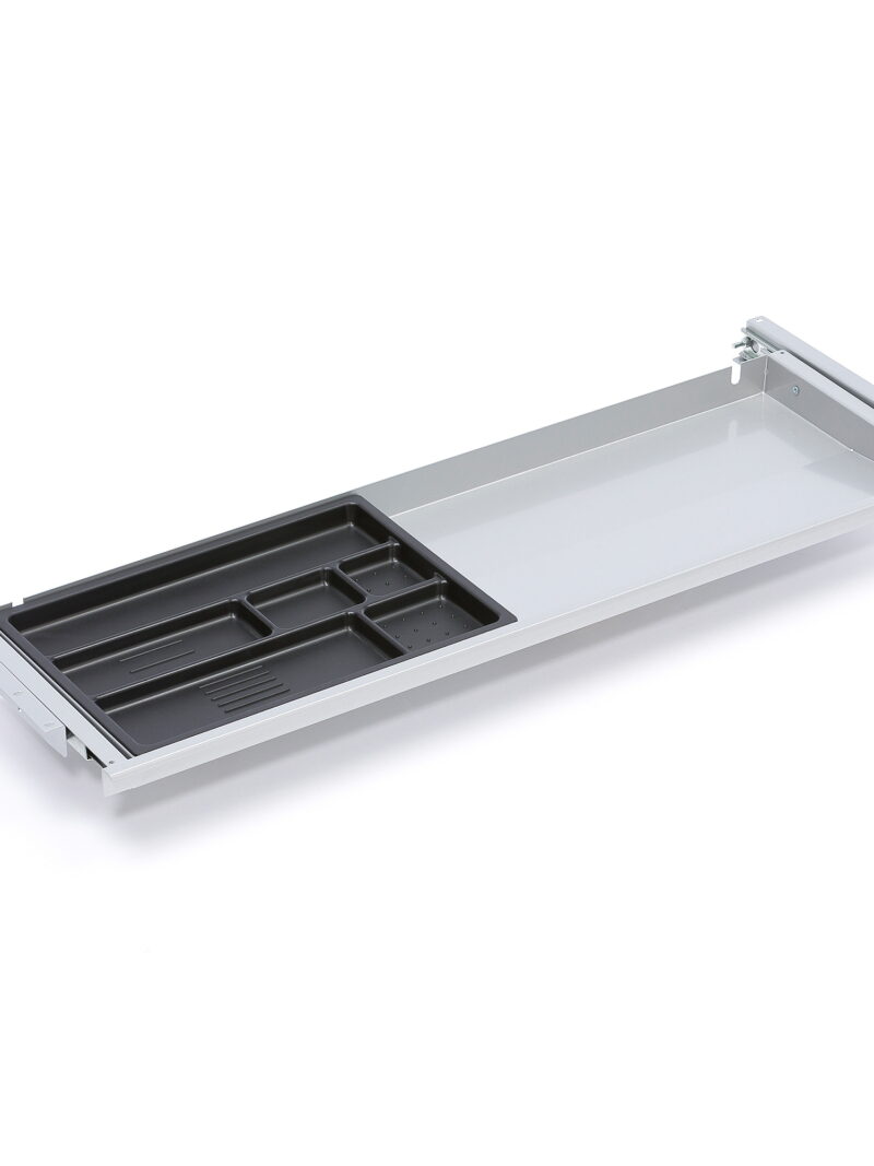 Szuflada podblatowa, 871x260x32 mm, szary aluminium