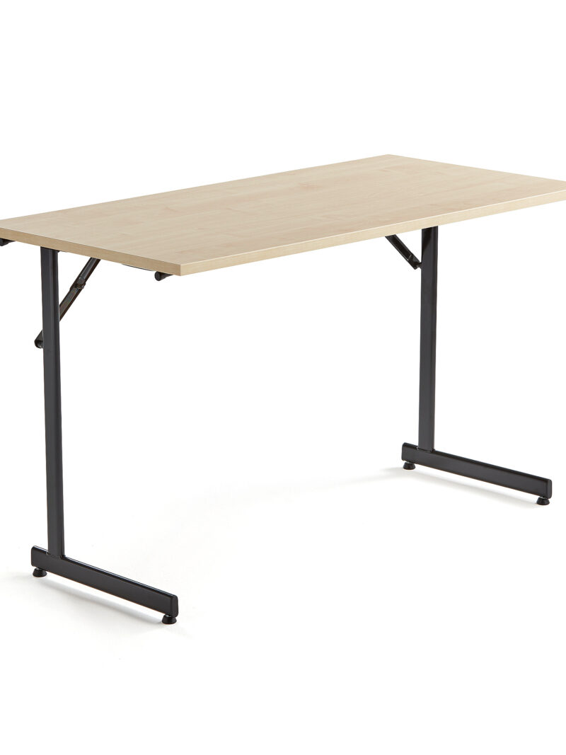 Stół konferencyjny CLAIRE, składany, 1200x600x720 mm, brzoza, czarny
