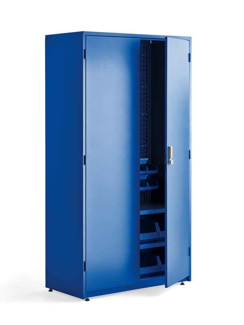 Szafa warsztatowa SUPPLY, elektroniczny zamek szyfrowy, 1900x1020x500 mm, niebieski