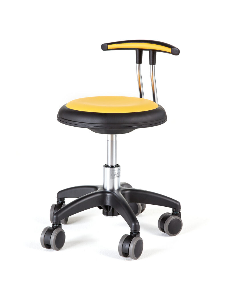 Mobilny stołek STAR, 300-380 mm, żółty