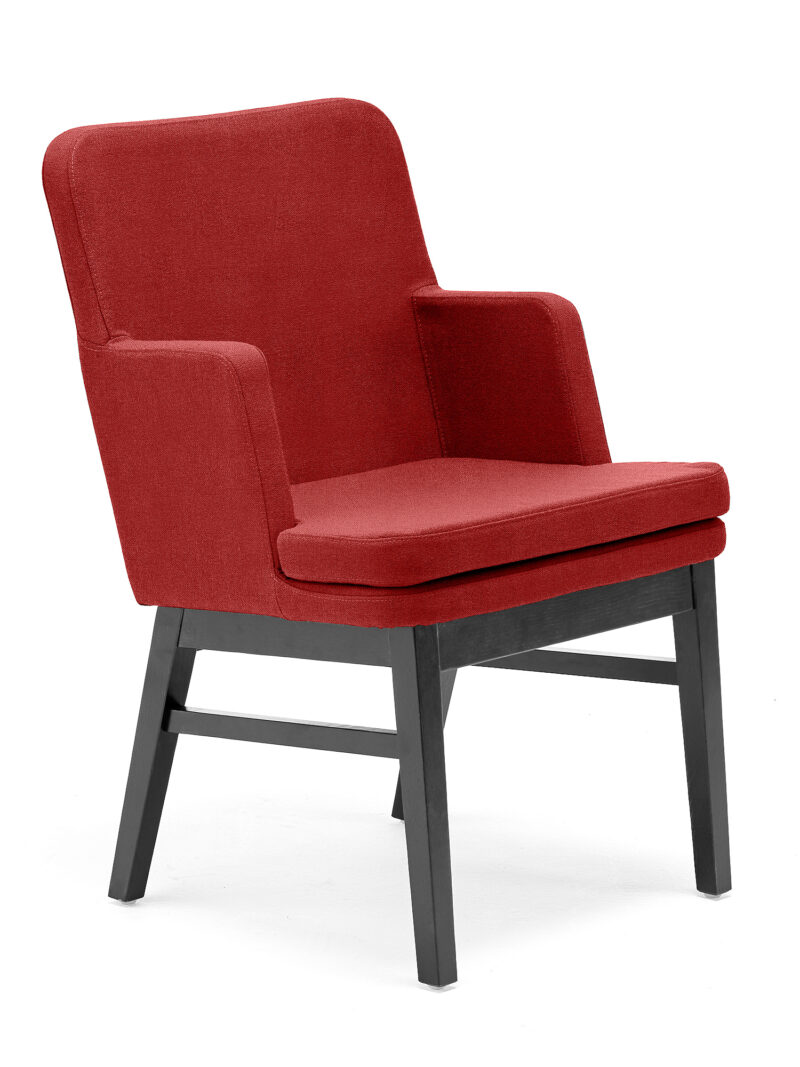Fotel EASY, rama ciemne drewno, tkanina Medley, rdzawa czerwień