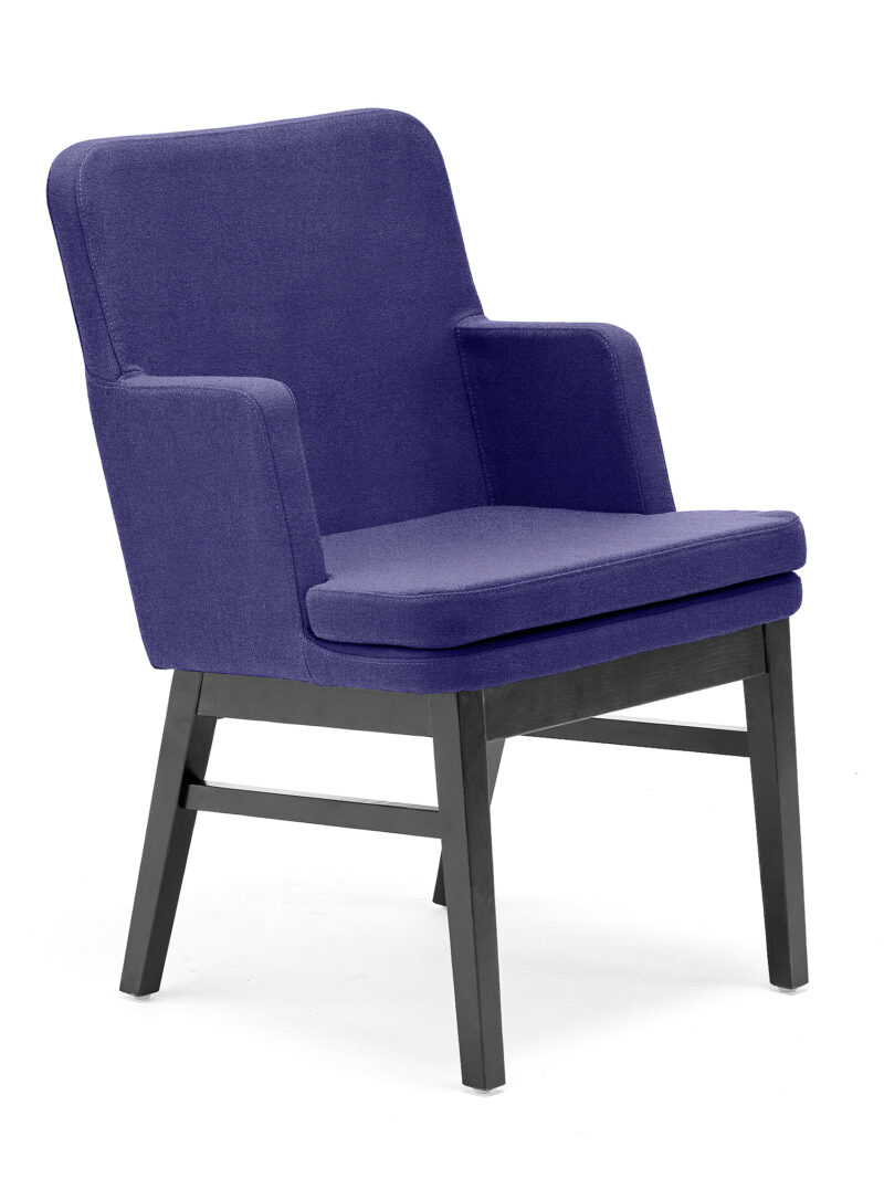 Fotel EASY, rama ciemne drewno, tkanina Medley, niebieskofioletowy