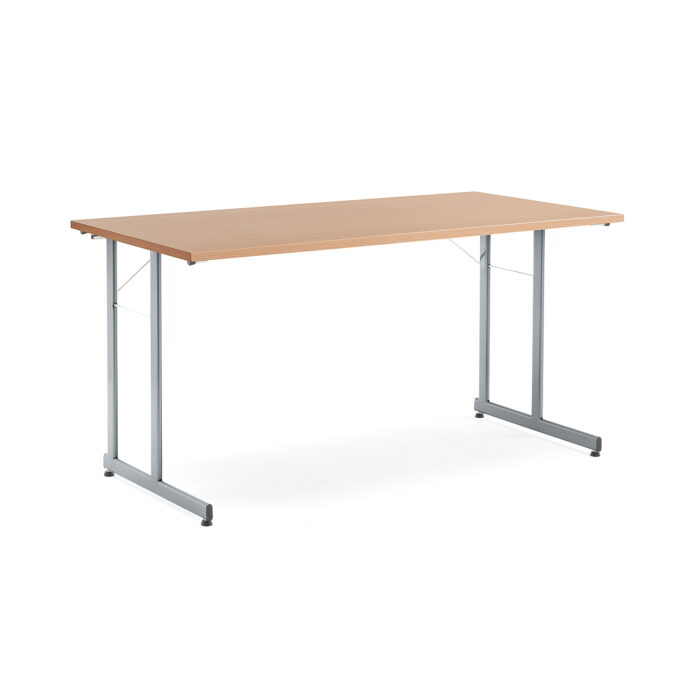 Stół konferencyjny CLAIRE, składany, 1400x700x720 mm, buk, szary