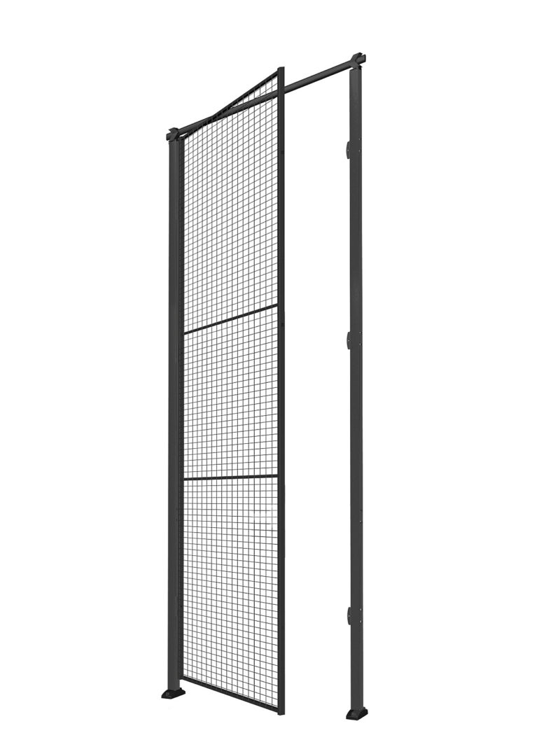 Drzwi X-STORE pojedyncze z siatki, ze słupkami i panelem, lewe, 3400x1000 mm, zamek cylindryczny