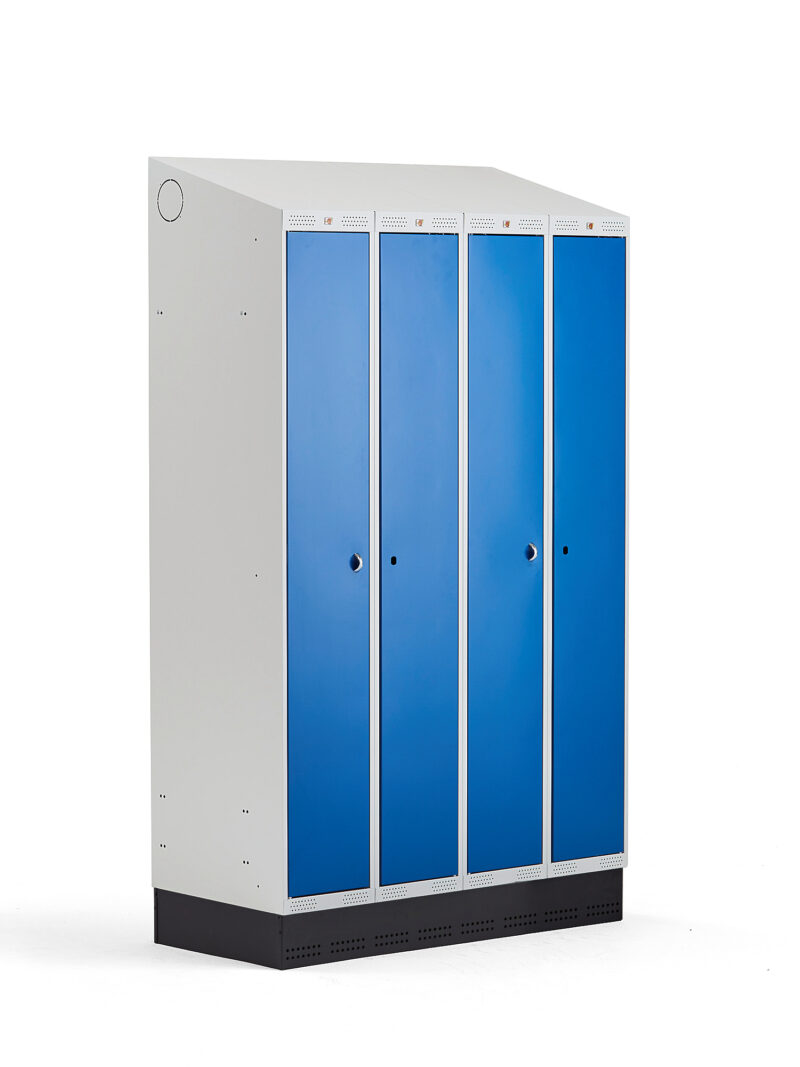 Szafa ubraniowa CLASSIC COMBO, na cokole, 4 drzwi, 2050x1200x550mm, niebieski