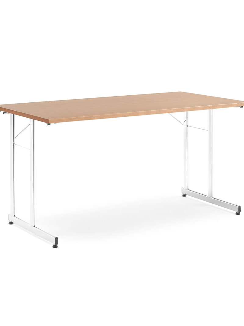 Stół konferencyjny CLAIRE, składany, 1400x700x720 mm, buk, chrom