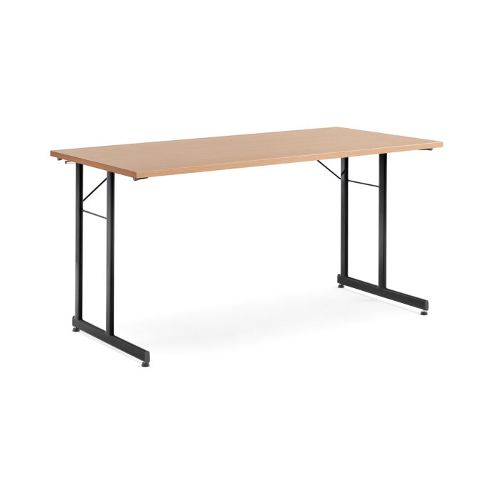 Stół konferencyjny CLAIRE, składany, 1400x700x720 mm, buk, czarny