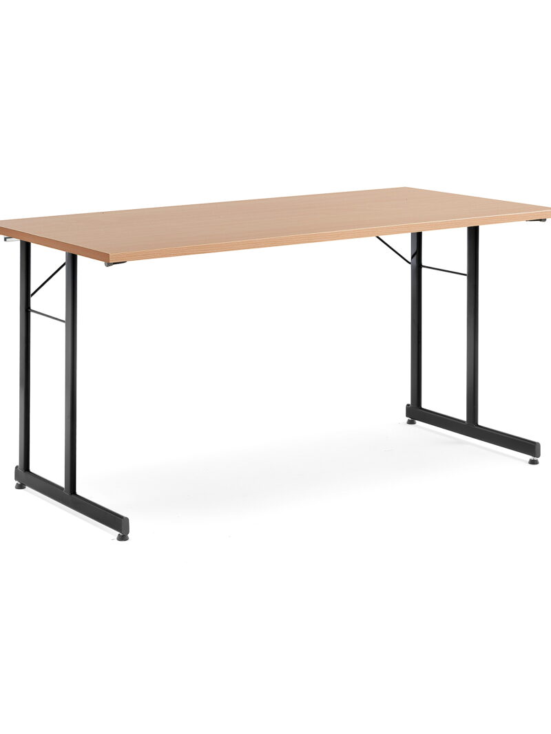 Stół konferencyjny CLAIRE, składany, 1400x700x720 mm, buk, czarny
