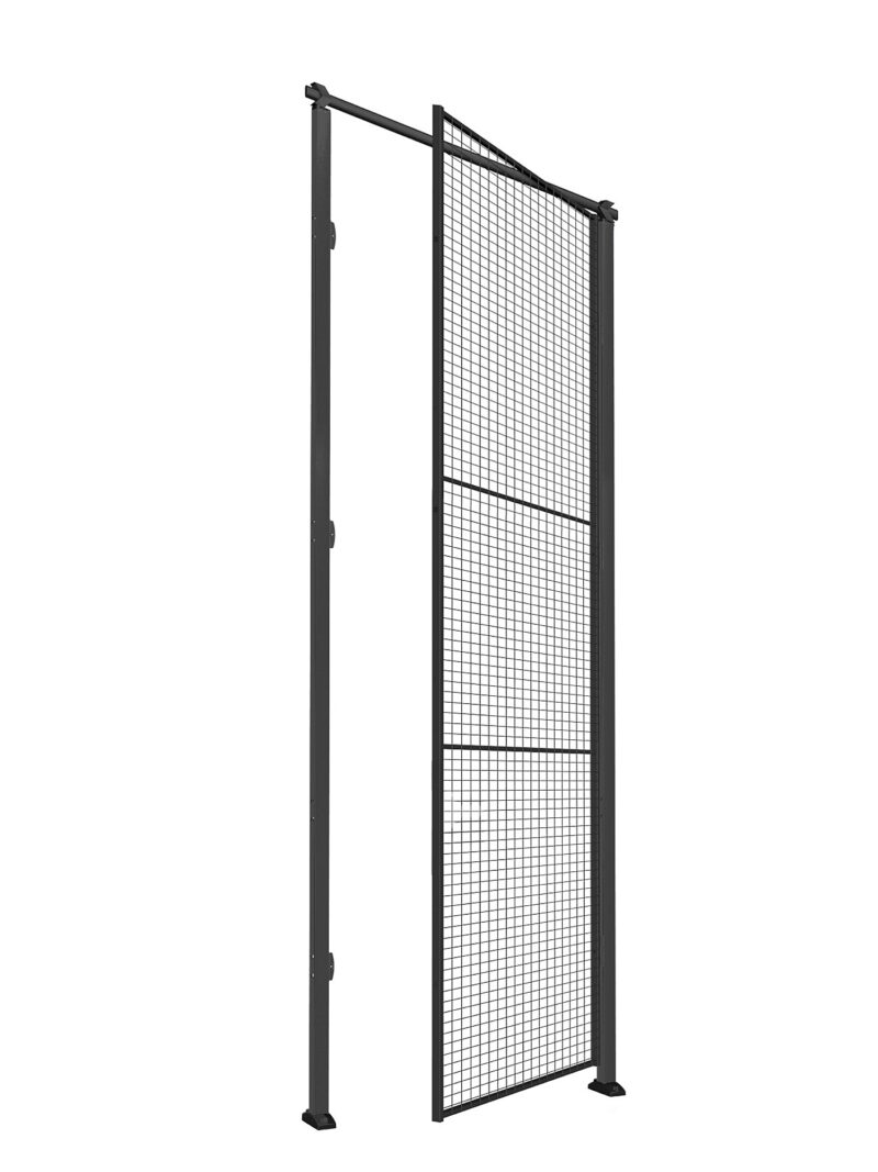 Drzwi X-STORE pojedyncze z siatki, ze słupkami i panelem, prawe, 3400x1000 mm, zamek cylindryczny