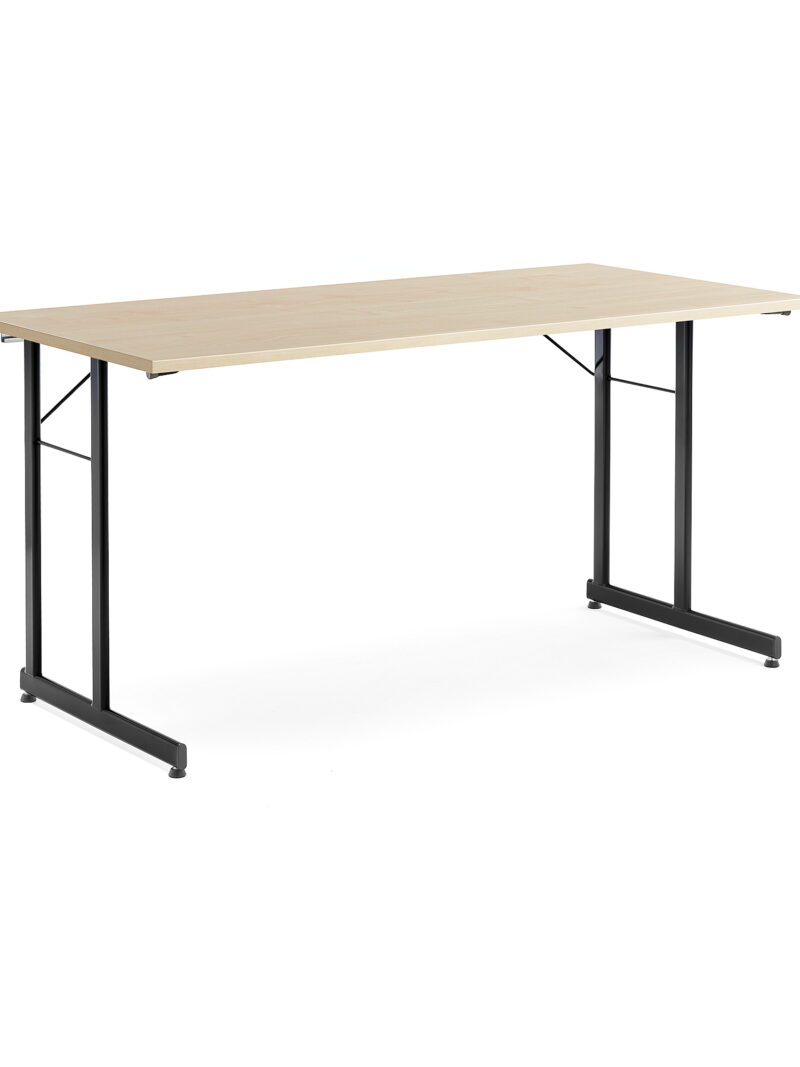 Stół konferencyjny CLAIRE, składany, 1400x700x720 mm, brzoza, czarny
