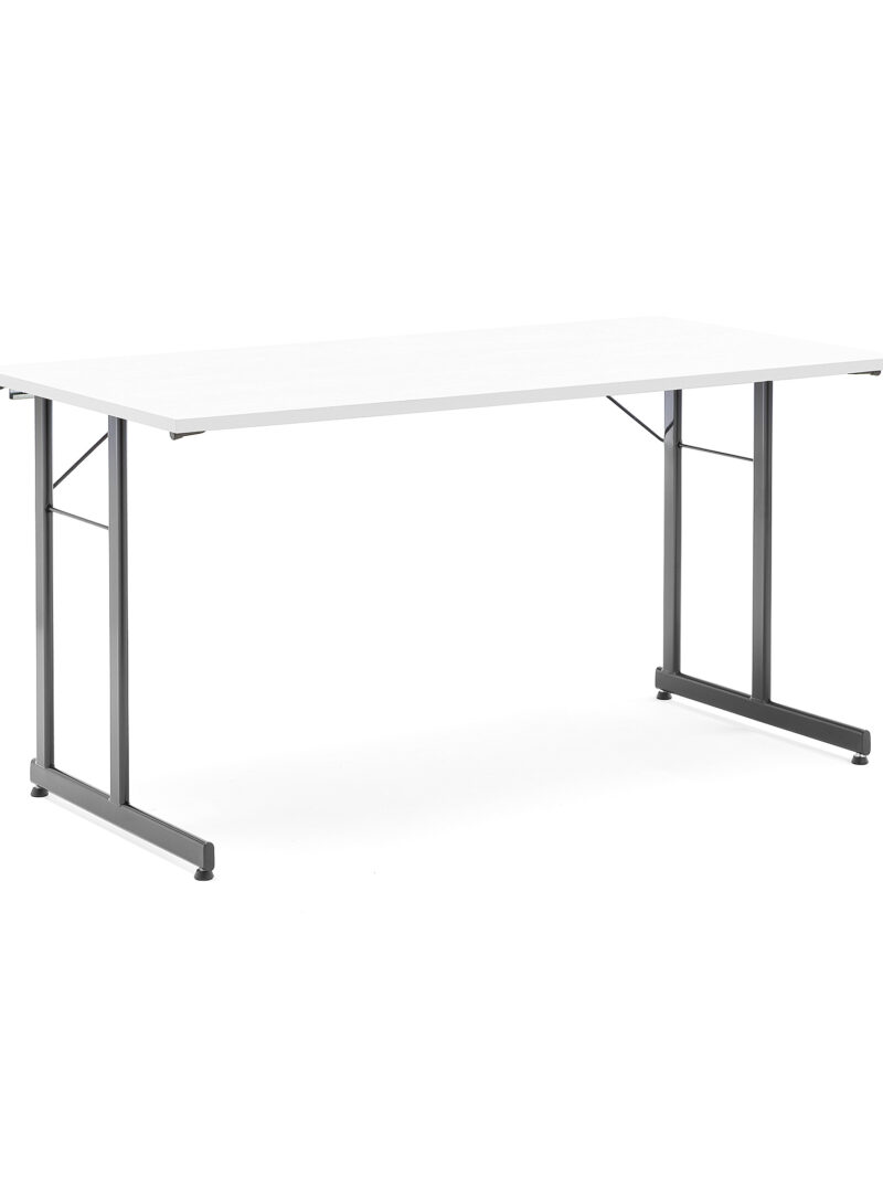 Stół konferencyjny CLAIRE, składany, 1400x700x720 mm, biały, czarny