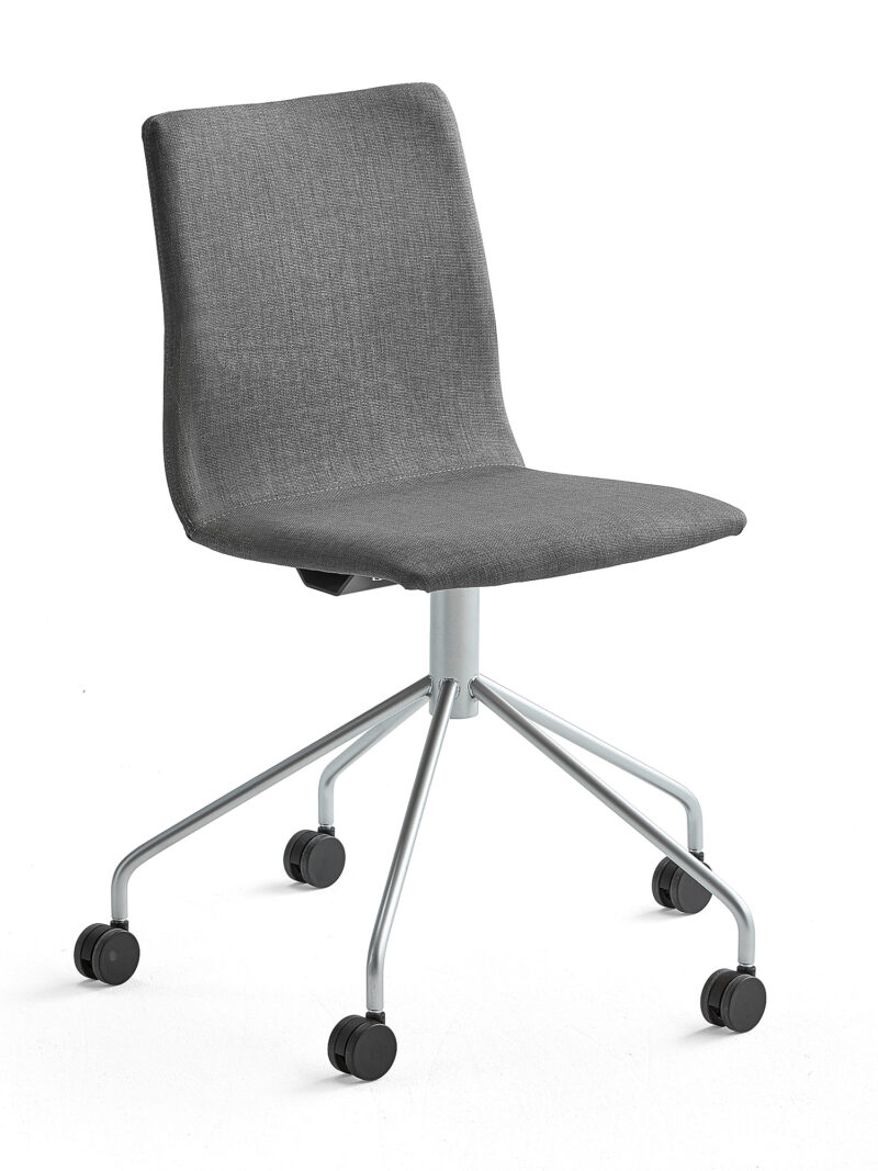 Krzesło konferencyjne OTTAWA, na kółkach, szara tkanina, szary