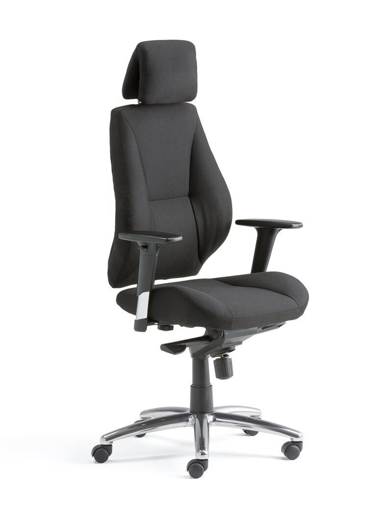 Krzesło biurowe STIRLING, wysokie oparcie, tkanina, czarny