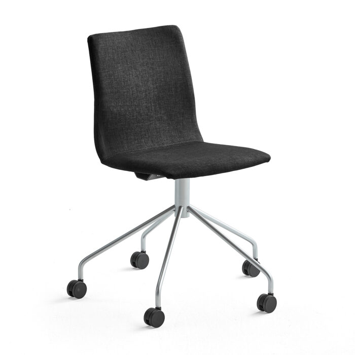 Krzesło konferencyjne OTTAWA, na kółkach, czarna tkanina, szary
