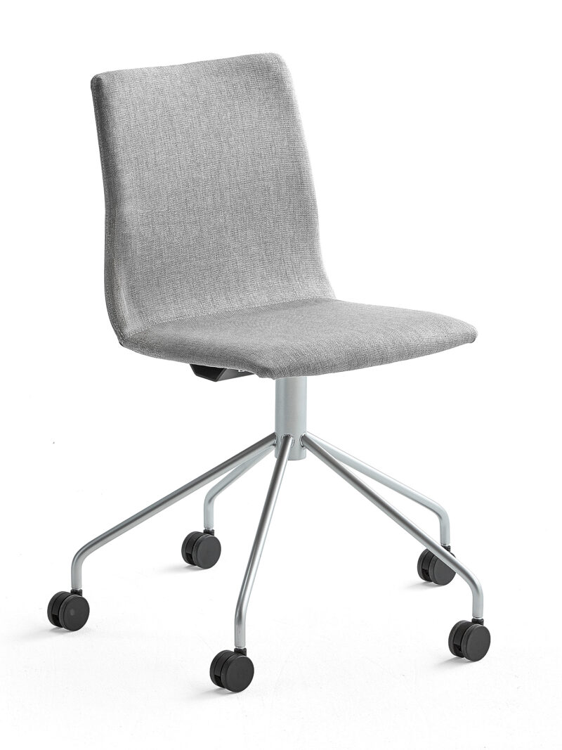 Krzesło konferencyjne OTTAWA, na kółkach, tkanina, srebrnoszary, szary