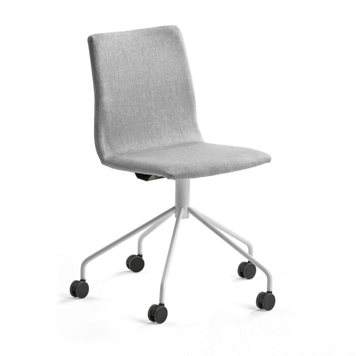Krzesło konferencyjne OTTAWA, na kółkach, tkanina, srebrnoszary, biały
