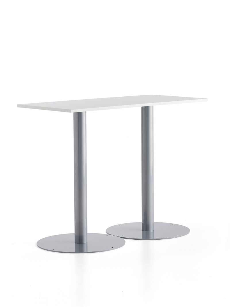 Stół barowy ALVA, 1400x700x1100 mm, srebrny, biały