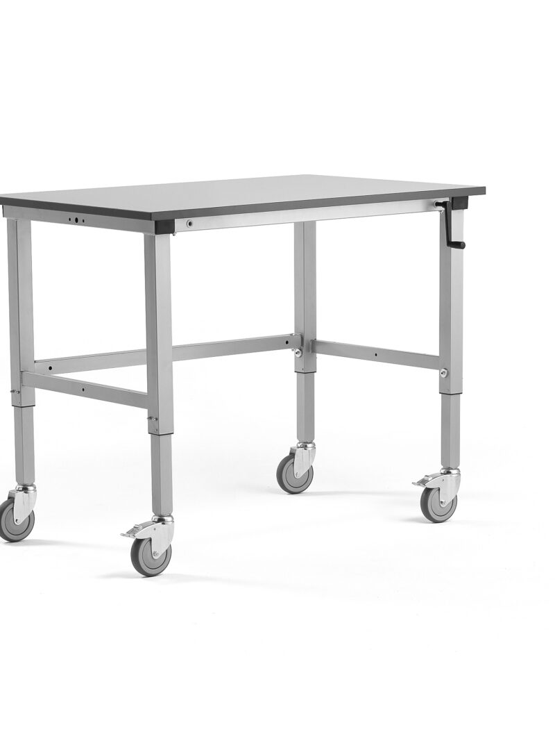 Mobilny stół roboczy MOTION, z ręczną regulacją wysokości, 150 kg, 1200x800 mm