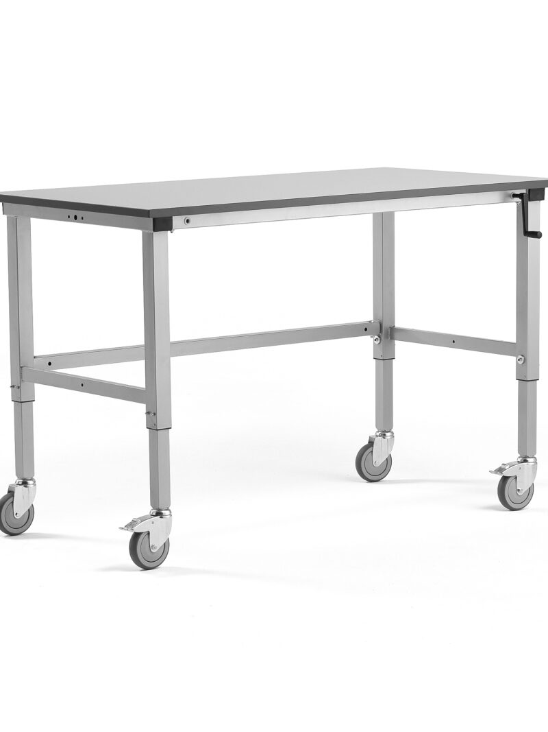 Mobilny stół roboczy MOTION, z ręczną regulacją wysokości, 150 kg, 1500x800 mm