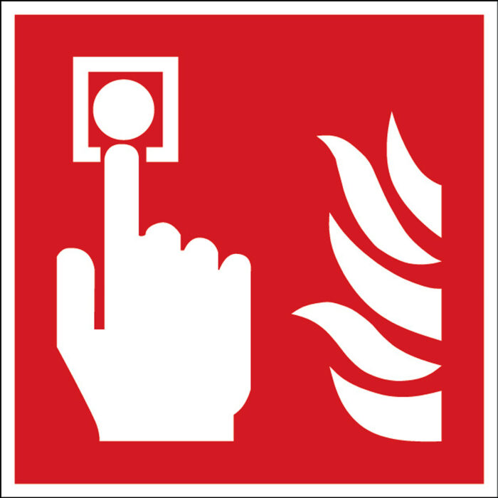 Oznaczenie: alarm przeciwpożarowy, polipropylen, 200x200 mm