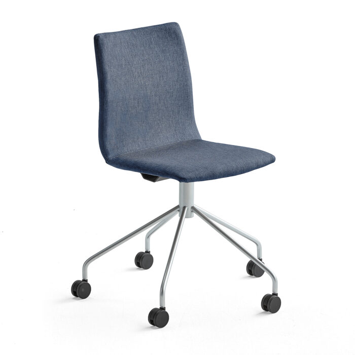 Krzesło konferencyjne OTTAWA, na kółkach, tkanina, niebieski, szary