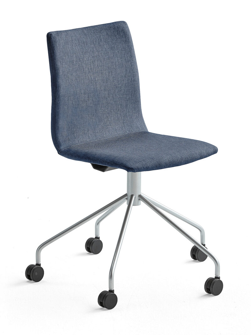 Krzesło konferencyjne OTTAWA, na kółkach, tkanina, niebieski, szary