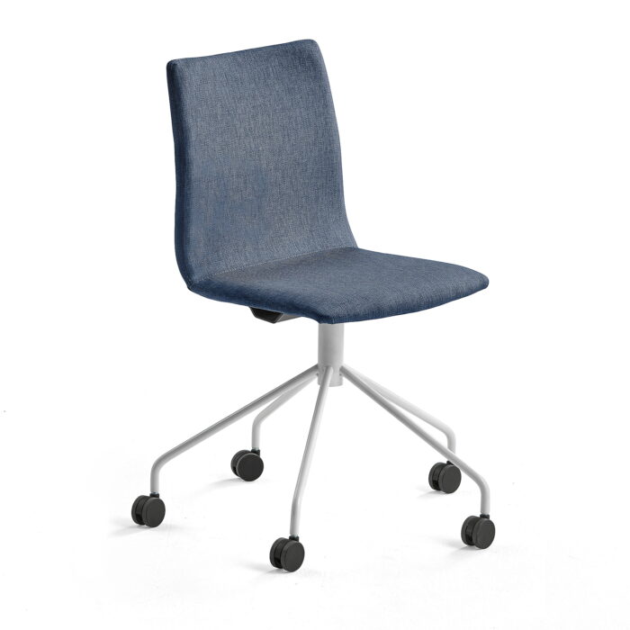 Krzesło konferencyjne OTTAWA, na kółkach, tkanina, niebieski, biały