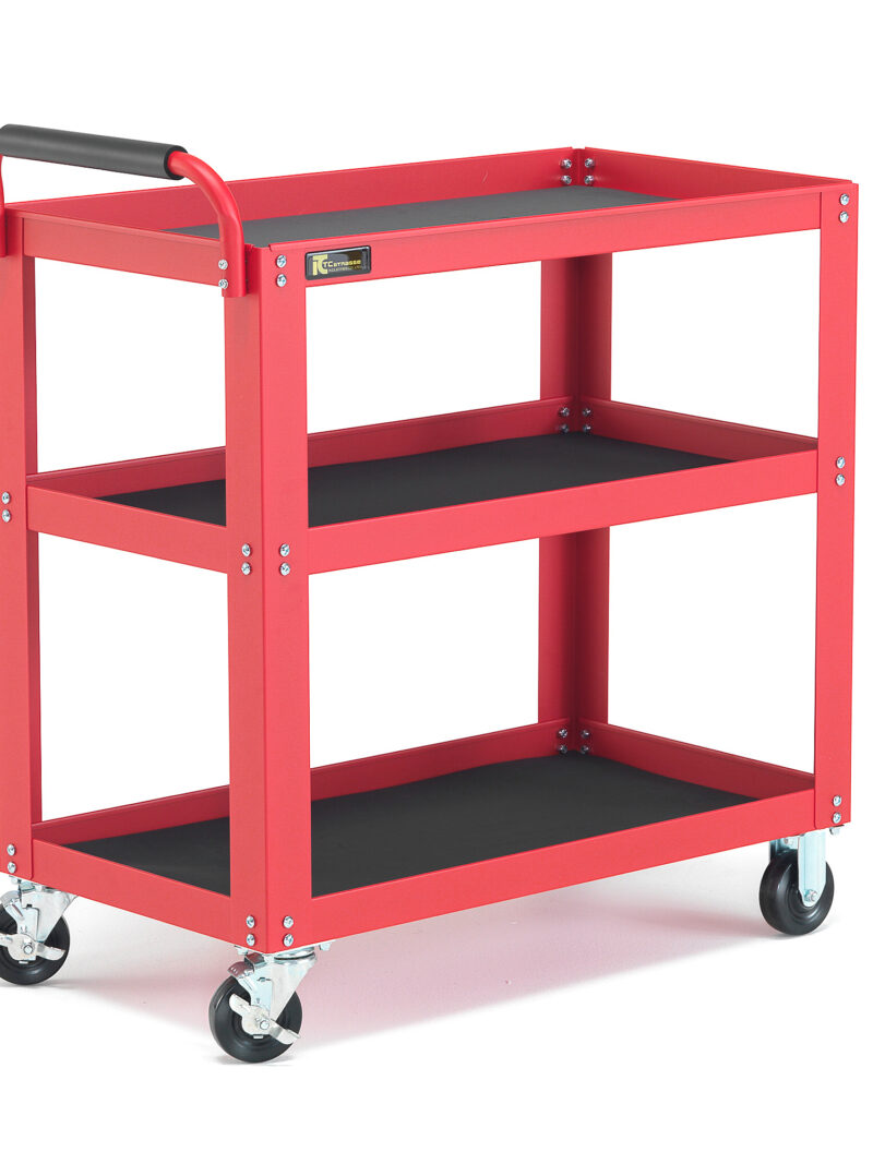 Wózek z półkami REPAIR, 3 półki, 350 kg, 885x475x950 mm, czerwony