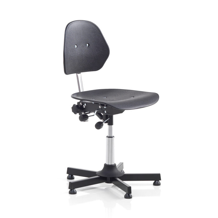 Krzesło warsztatowe CLAYTON, 475-600 mm, tworzywo sztuczne, czarny
