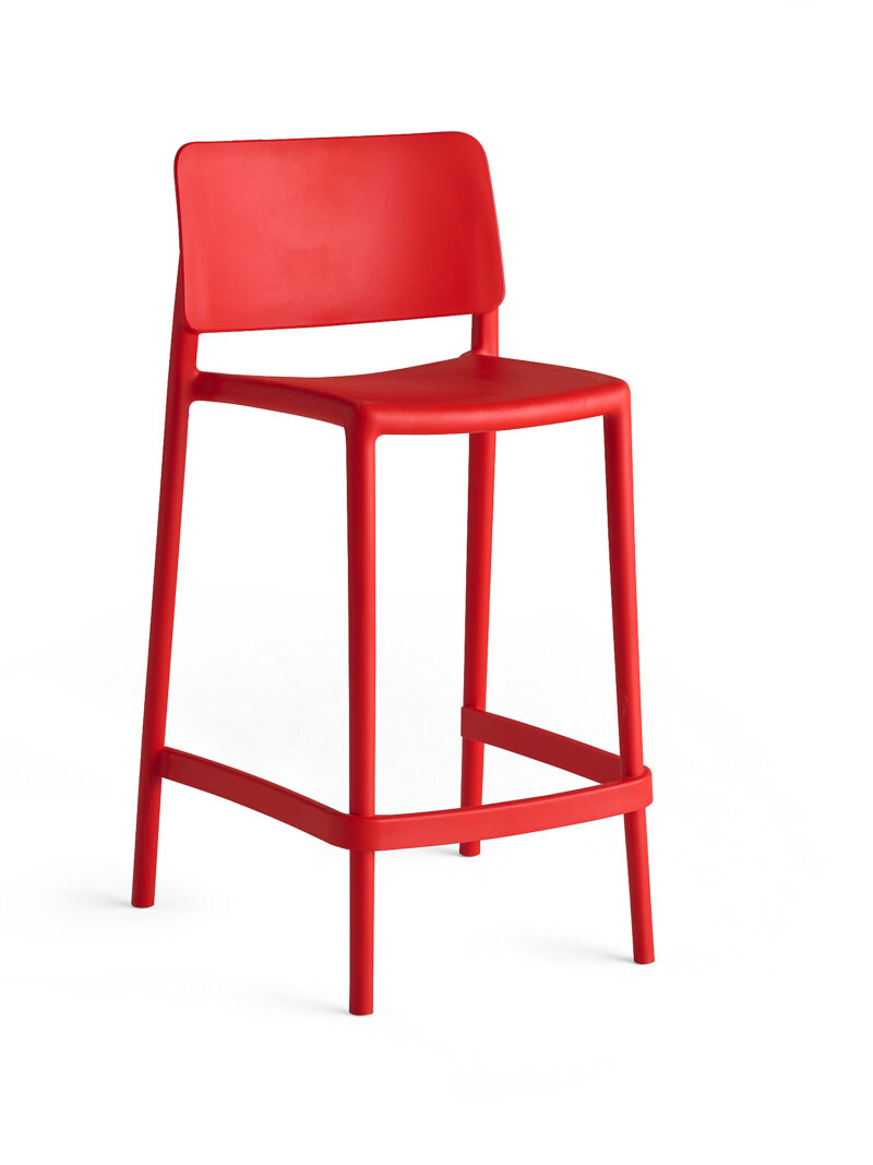 Krzesło barowe RIO, siedzisko 650 mm, czerwony