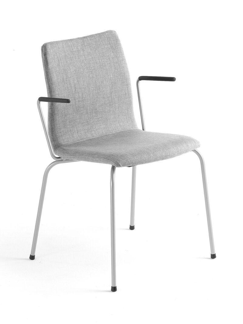 Krzesło konferencyjne OTTAWA, podłokietniki, tkanina, srebrnoszary, szary