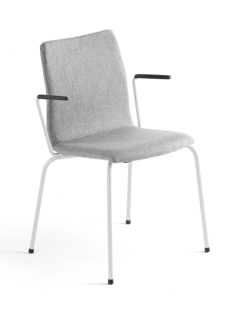 Krzesło konferencyjne OTTAWA, podłokietniki, tkanina, srebrnoszary, biały