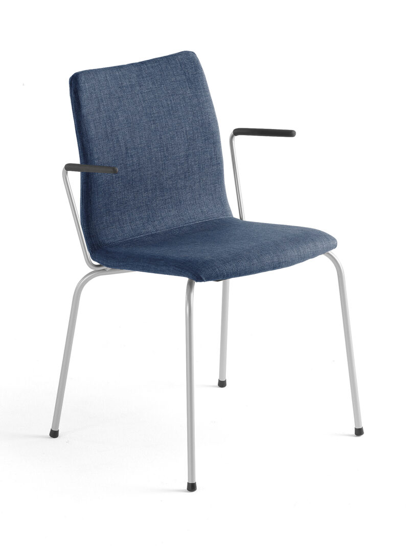 Krzesło konferencyjne OTTAWA, podłokietniki, tkanina, niebieski, szary