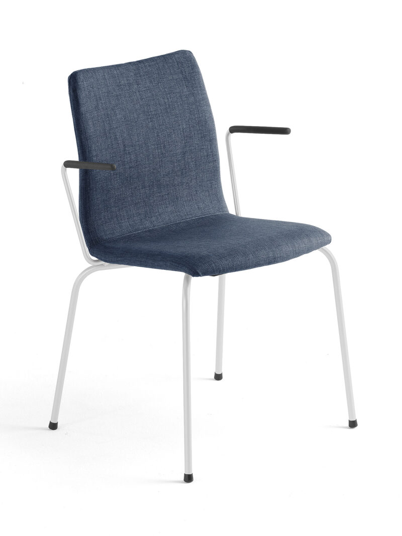 Krzesło konferencyjne OTTAWA, podłokietniki, tkanina, niebieski, biały
