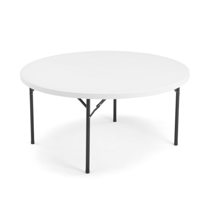 Stół MIKA, składany, Ø1520 mm, czarny, biały